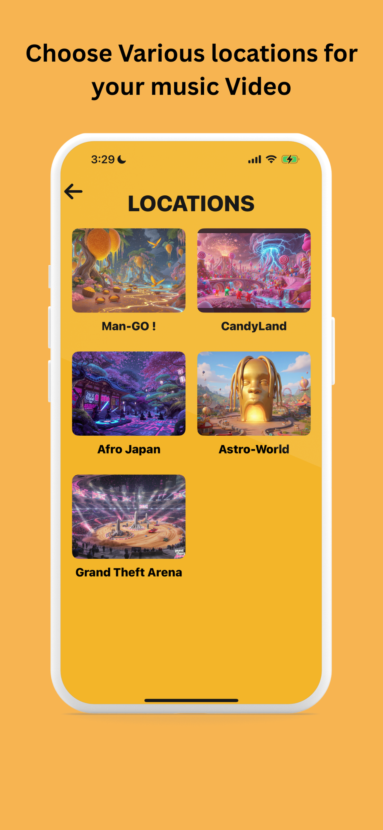 Genie AI screen showing location selections