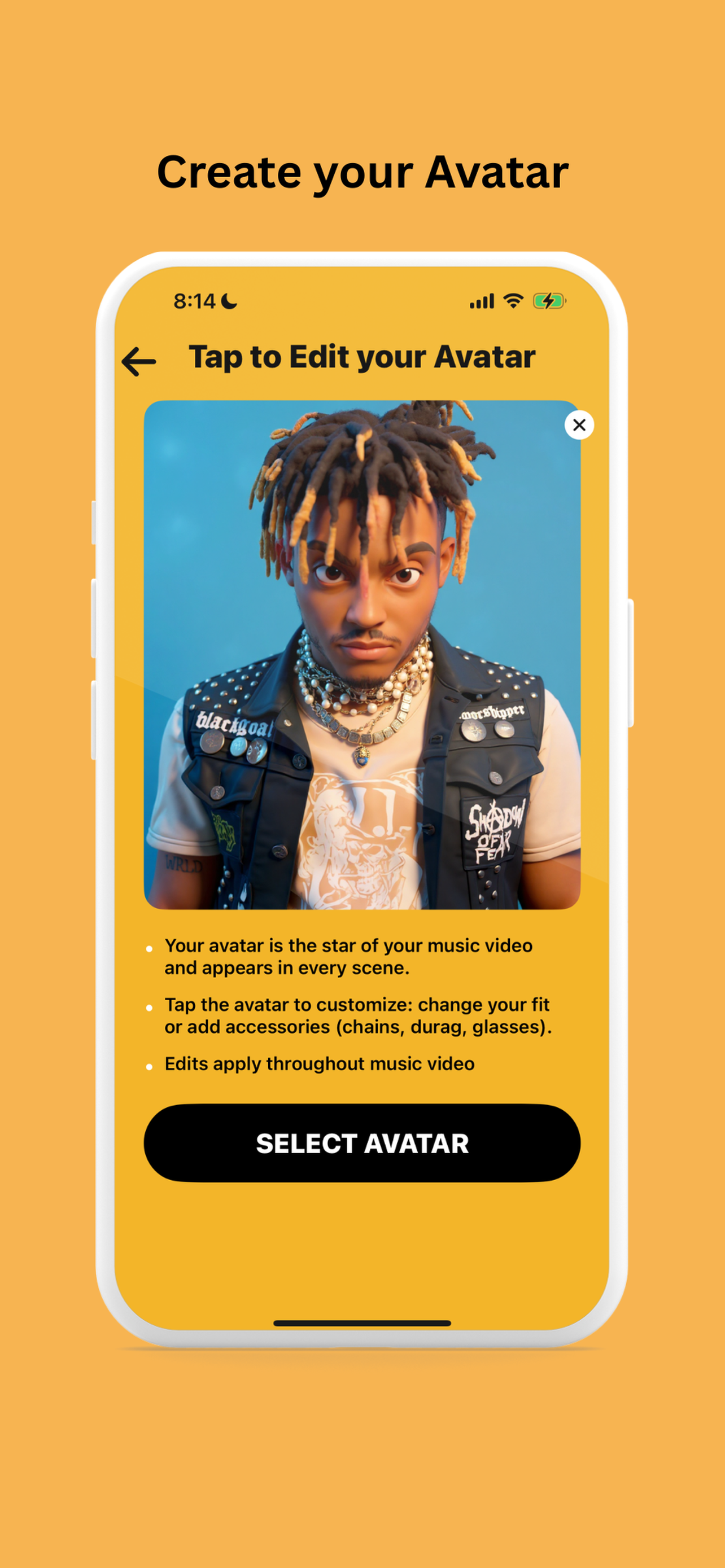 Genie AI screen showing avatar creation